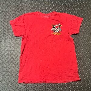 Ed Hardy Red Short Sleeve Tee with Skull Crest
